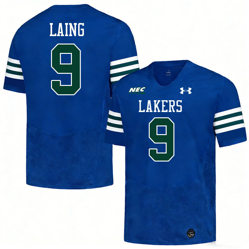 Mercyhurst Lakers #9 Kyler Laing College Football Jerseys,Uniforms Stitched-Blue